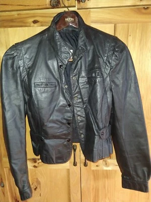 Chaqueta de bombardero para mujer Berman's de cuero con cierre a presión negra vintage Foto 1 de 4