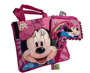 Disney Girl's Minnie Mouse 3 Piece Lot Handbag Purse Tote Bag & Hair Brush New - Picture 1 of 5