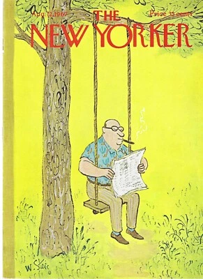 Vintage New Yorker Magazine Cover Only August 12 1967 - Steig - Man on Swing Foto 1 de 4