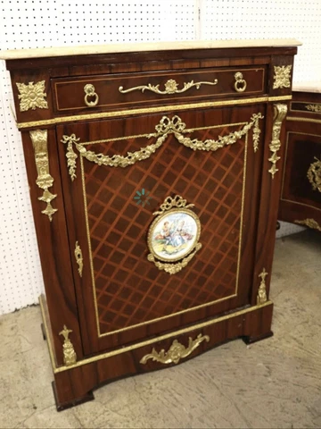 French Style Marble Top Cabinet With Bronze Cover