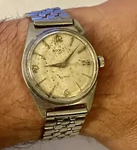 Vintage Rodania 17Jewels DateMechanical Incabloc Stainless St. MensWatch-WORKS - Picture 1 of 6