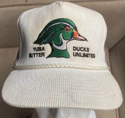 De colección Yuba Sutter Ducks Sombrero Ilimitado Blanco Pana Gorra Madera Pato Costuras Foto 1 de 4
