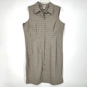 Abito camicia Cherokee donna XL bottoni davanti grigio tortora quadri quadri senza maniche - Foto 1 di 8