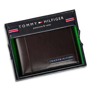Tommy Hilfiger Men's Wallet Passcase & Valet Leather Billfold Wallet Brown - Picture 1 of 12