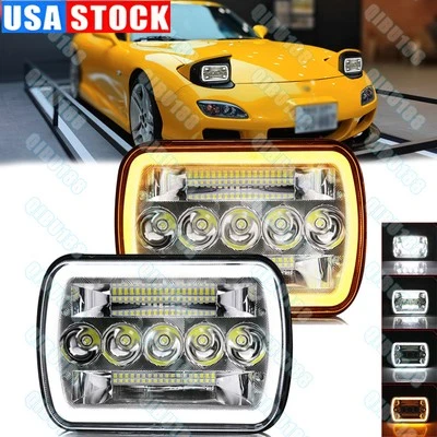 Par de faros LED DRL de haz alto/bajo DRL para Mazda B2200 B2600 B2000 RX-7 GLC 5x7 7x6" Foto 1 de 4