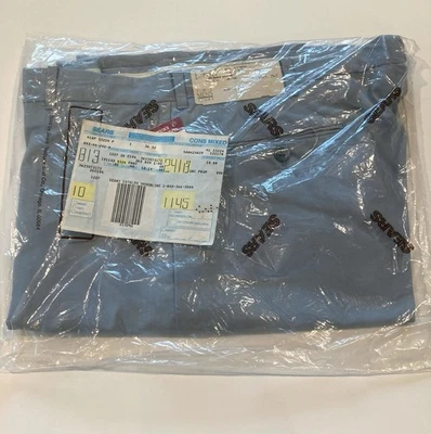 Calças vintage anos 1970 Sears masculinas loja reg fit 34-32 azul pálido novo na embalagem - Imagem 1 de 4
