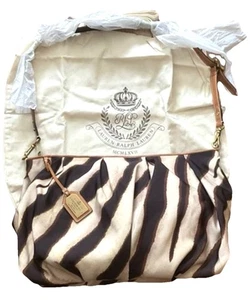 Borsa a tracolla Ralph Lauren tela pelle modello zebrato grande 21x12 borsetta tote nuova - Foto 1 di 20