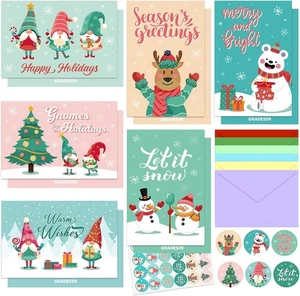 24 Stück Winter Weihnachtskarten mit Umschlägen & Aufklebern, 4" x 6", grün  - Bild 1 von 9