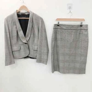 Jaeger Grey Check Wool Silk 2-piece Sklirt Suit- Jacket UK 16 - Trousers UK 16 - Picture 1 of 9