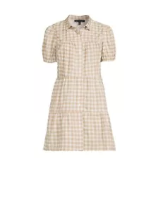 Derek Heart Juniors Tiered ButtonFront Poplin Dress Puff sleeve size Medium - Picture 1 of 6