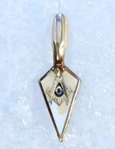 10k Gold Emaille Freimaurer Freemason Kelle Quadrat Kompass Anstecknadel 0,26g 9/16" - Bild 1 von 5