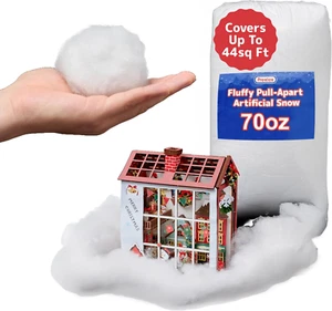 Fake Snow - 70Oz - White Polyester Holiday Decoration - Vacuum Sealed Bag - Picture 1 of 12