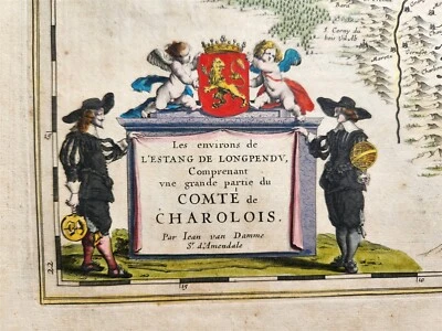 MAPA 1640 de FRANCIA Longpendu Charolais por WILLEM BLAEU antiguo AUTÉNTICO Foto 1 de 4