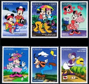 GHANA 1998 DISNEY -  MICKEY & FRIENDS #1 & #2 MNH UMBRELLA, FOOD - Picture 1 of 2