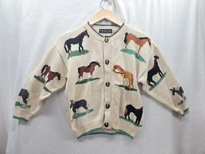 Suéter Christine Foley Años 90 Vintage Bordado Niños Tejido Caballos Talla-7/8 - Imagen 1 de 13