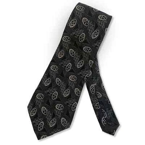 Bugatti Abstract Silk Tie Black Gray Retro Italian 3.5 x 58 - Picture 1 of 2