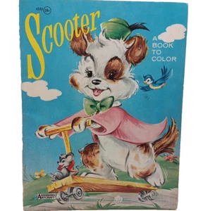 Vintage Scooter A Book To Color Saalfield Artcraft Coloring Book Unused - Imagen 1 de 3
