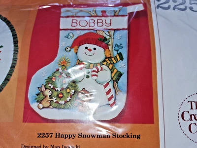 Vintage Creative Circle Kit Happy Snowman Stocking Kit 2257 Christmas - Image 1 of 4