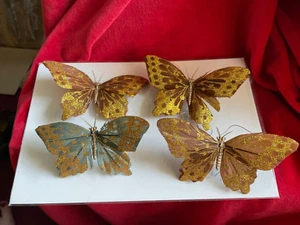 4 Colorful Authentic Feathered Glittered Butterfly s - Picture 1 of 9