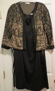 24 ladies womens 2 pc sleeveless dress suit Black NWT PLUS belt stretch career - Picture 1 of 8