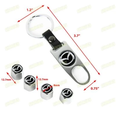 For Mazda Universal Car Wheel Tire Valves Dust Stems Air Caps Keychain Emblem - Image 1 of 4