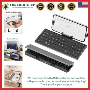Foldable Bluetooth Keyboard Aluminum Mini Portable Rechargeable Travel Use - Picture 1 of 10