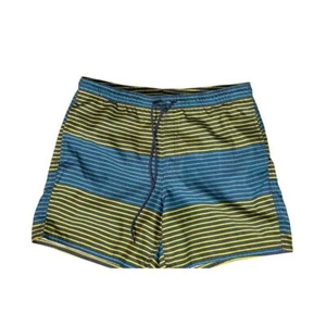 Cascade Sport swim board shorts, Men's Sz Med. Blue and Yellow striped. - Picture 1 of 11