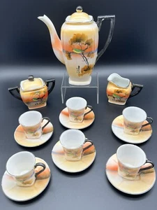 ANTIGUA cafetera para pájaros Noritake crema de azúcar 6 platillos a juego de medias tazas - Imagen 1 de 24