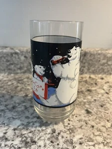 Always Coca-Cola Polar Bear Coca Cola 5 Cents Glass Soda Cup 12 oz Coke 1995 - Foto 1 di 6