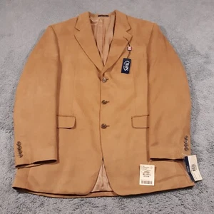 Chaps Blazer Mens Size 42 Long Suit Jacket Coat Chamois 3-Button Light Brown NEW - Picture 1 of 15