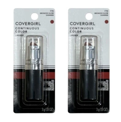Lot Of 2 Covergirl Continuous Color Lipstick 770 Bronzed Glow Shimmer - Image 1 of 2