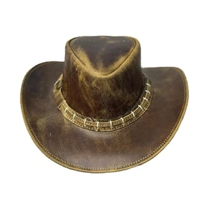 Lesa Collection Chic Maracaibo Leather Band Cowgirl Outback Hat - Picture 1 of 30