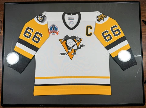 1991-92 Mario Lemieux Three-Patch Authentic, Signed, Framed, LOA from the Pens!! Cover