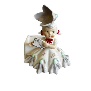 Vintage 1950er Napco Januar Geburtstag Mädchen Keramik Figur Übertopf IC2852 Japan - Bild 1 von 14