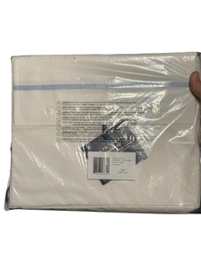 NWT Ralph Lauren 100% ORGANIC White Cotton PALMER Twin Flat Sheet SKY BLUE Trim - Picture 1 of 3