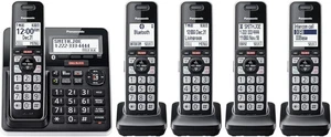 Panasonic Cordless Phone System Answering Machine 5 Handset Bluetooth Call Block - Picture 1 of 3