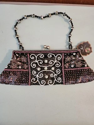 Bolso Cartera de Noche Boho Jn's Diseño Clásico Cuentas Lentejuelas Bloqueo de Beso Nuevo con Etiquetas Foto 1 de 4
