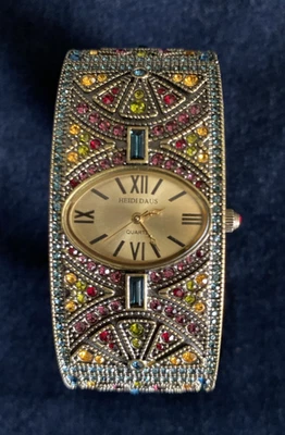 Reloj Pulsera HEIDI DAUS Pave Multi Cristal Bisagras Brazalete NECESITA Batería Nueva Foto 1 de 4
