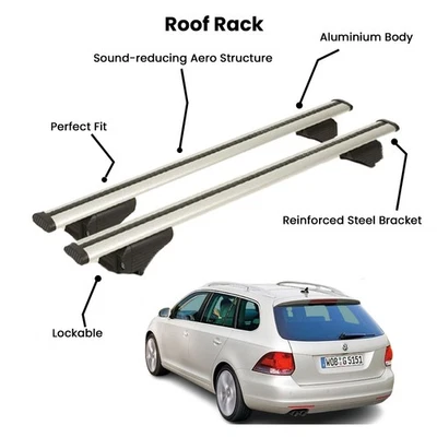 2 Pcs Silver Cross Bars for  VOLKSWAGEN GOLF SW 2003-2009 Foto 1 de 4