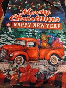 MERRY CHRISTMAS HAPPY NEW YEAR.TRUCK,Garden Flag 18"x12.5" ,printed 2 sides. 10 - Foto 1 di 4