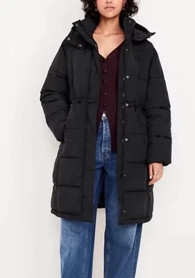 Old Navy 女式黑色长被套防水夹克保暖 XL — 第 1/4 张图片