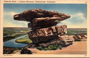 Umbrella Rock Lookout Mountain Chattanooga Tenn Linen Postcard - Picture 1 of 4
