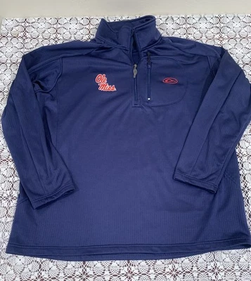 Sudadera Drake Waterfowl Manga Larga Ole Miss Universidad Logo Talla 2XL Azul Foto 1 de 4