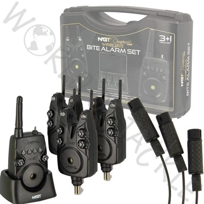 Juego de alarma de mordida inalámbrica dinámica NGT indicadores de carbono receptor 3+1 pesca de carpas Foto 1 de 4