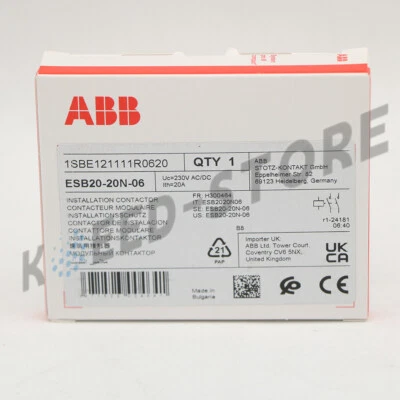 1PCS New ABB ESB20-20N-06 Installation Contactor 230V AC/DC 1SBE121111R0620 /* - Image 1 of 4