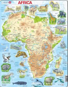 Africa Mapa Con Animales - Marco / Tablero Puzle Rompecabezas 29cm x 37cm ( Lrs - Imagen 1 de 1