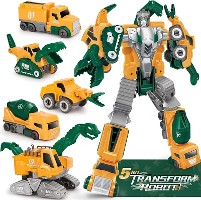 Dinosaurier Transformers Spielzeug Für Kinder, 5 in 1 Roboter Bausteine Kinder,