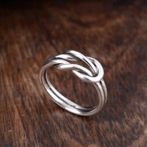 Statement 925 Sterling Silver Linking Celtic Love Knot Handmade Ring jewelry - Picture 1 of 5