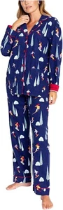 Nuevo PJ Salvage Azul Marino Esquí Franela PJ Conjunto Para Mujer Grande Con Diadema - Imagen 1 de 6