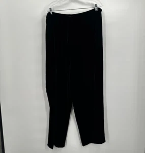 Citron Santa Monica Pants Womens 1X Black Velvet Pull On Straight Leg Lounge - Picture 1 of 12